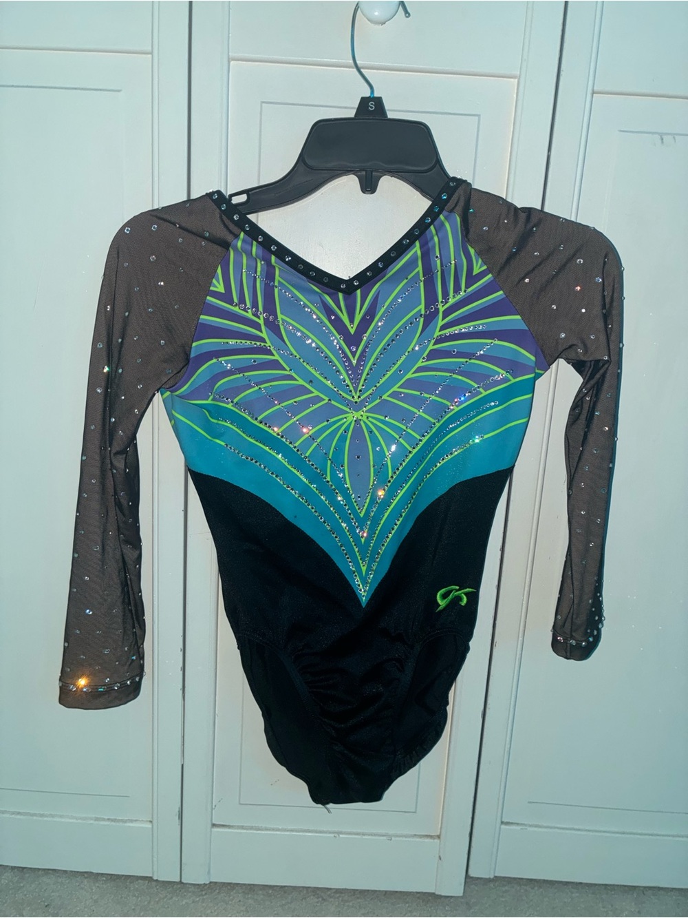 GK Black Teal Purple Lime Long-Sleeve Competition Leotard